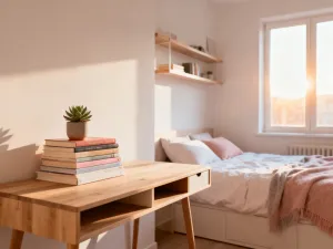 Nowoczesny, wiszący kocioł gazowy w minimalistycznym pomieszczeniu gospodarczym z widoczną instalacją grzewczą.
