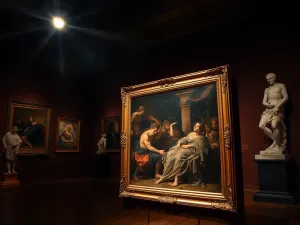 Dłonie ogrodnika w skórzanych rękawicach sadzą cebulę liliowca w żyznej, wilgotnej glebie w promieniach zachodzącego słońca.