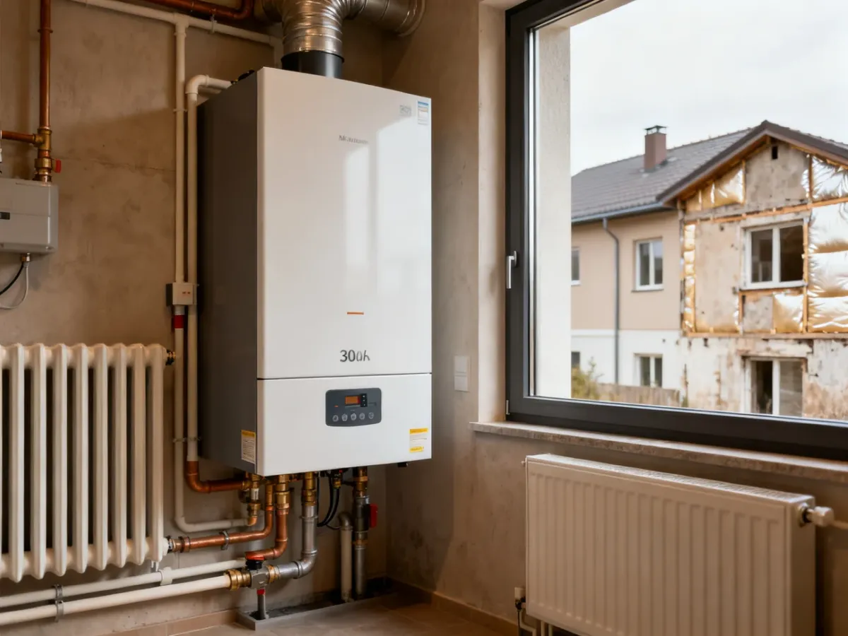 Kocioł grzewczy o mocy 30 kW w kotłowni domu