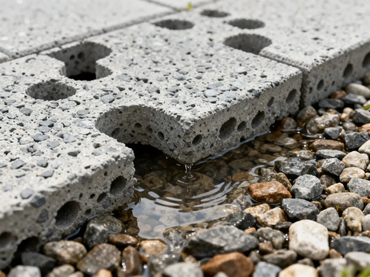 Porowata nawierzchnia z betonu drenażowego przepuszczająca wodę do podbudowy